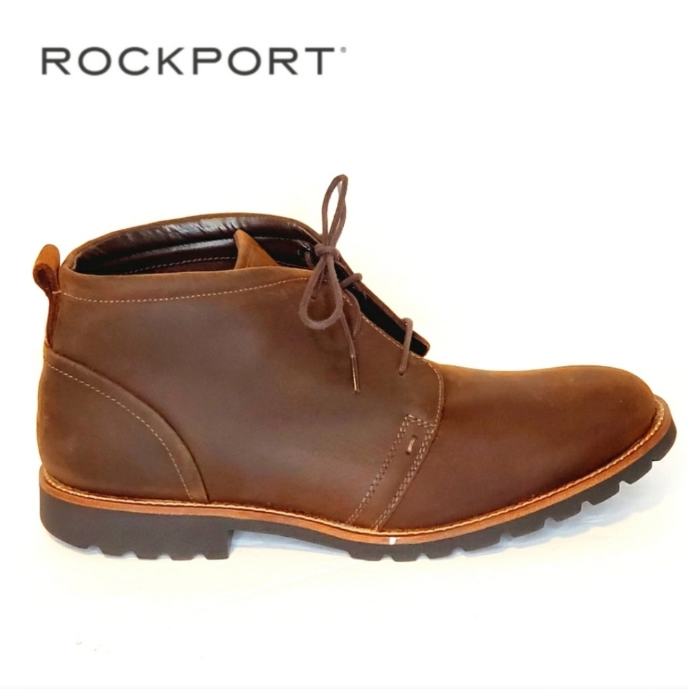 Rockport Men's Charson Brown Oiled Leather Chukka Boots - Picture 1 of 10